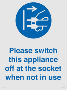 Please switch this appliance off at the socket when not in use